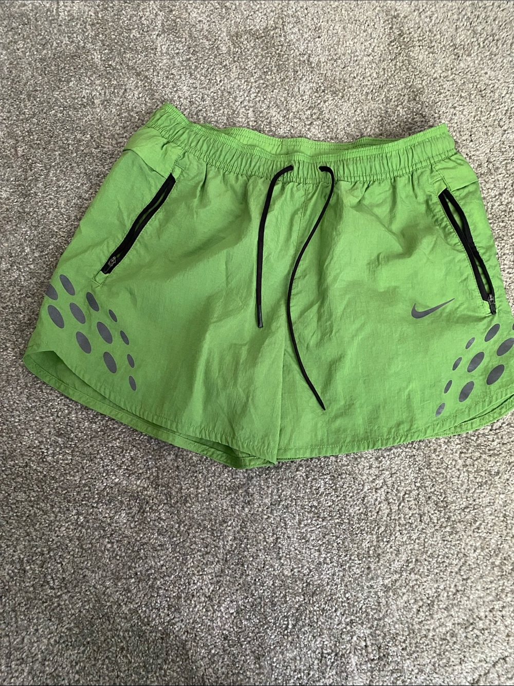 Nike Bright Green Athletic Running Shorts with Black Trim